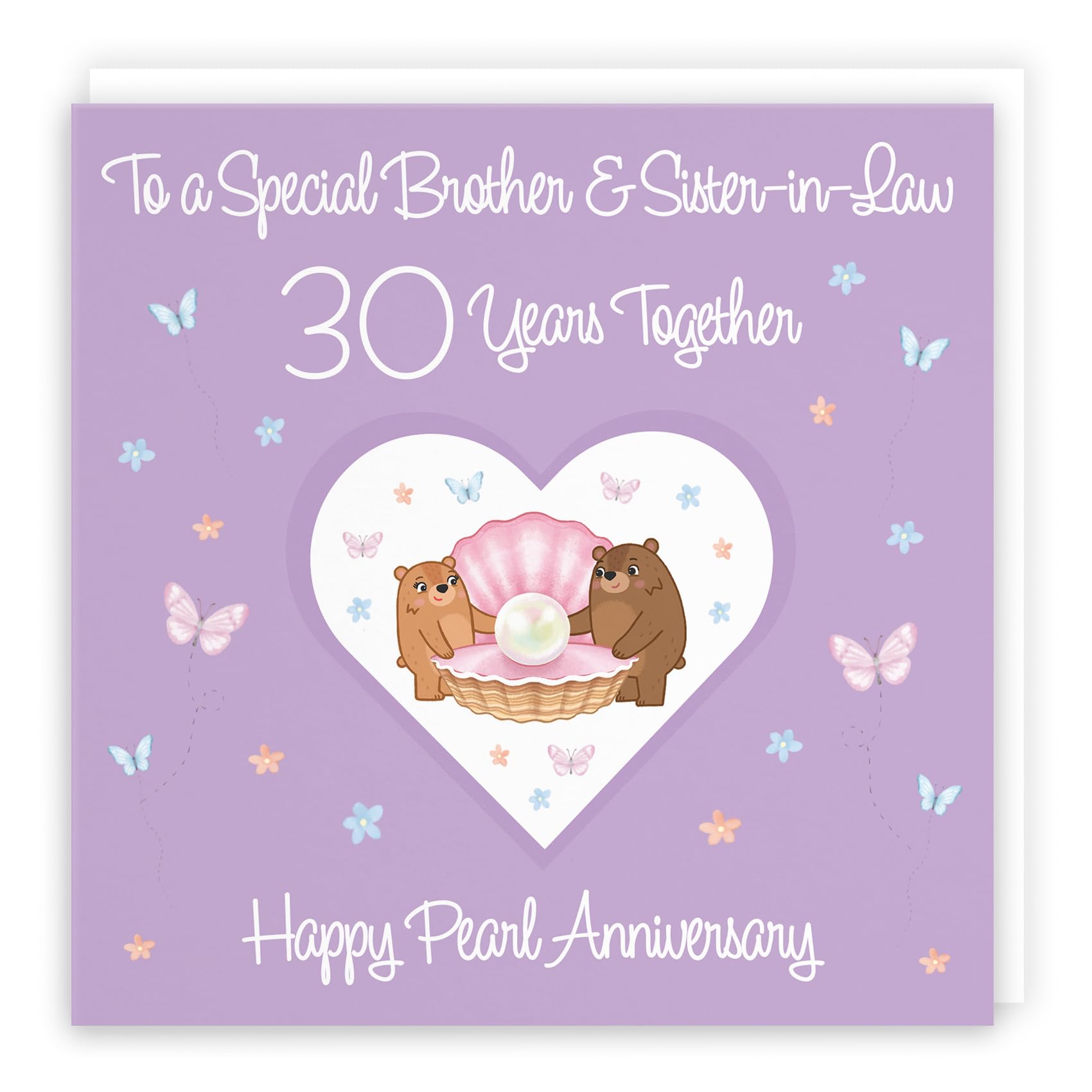 Hunts England, Brother & Sister-in-Law 30th Anniversary Card, 30 Years, Pearl Anniversary, Romantic Meadows, Fun Card