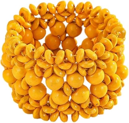 Zian Bohemian Wooden Beaded Bracelets for Women Handmade Colorful Wide Chunky Elastic Stretch Bracelets Boho Wristband Summer Beach Jewelry