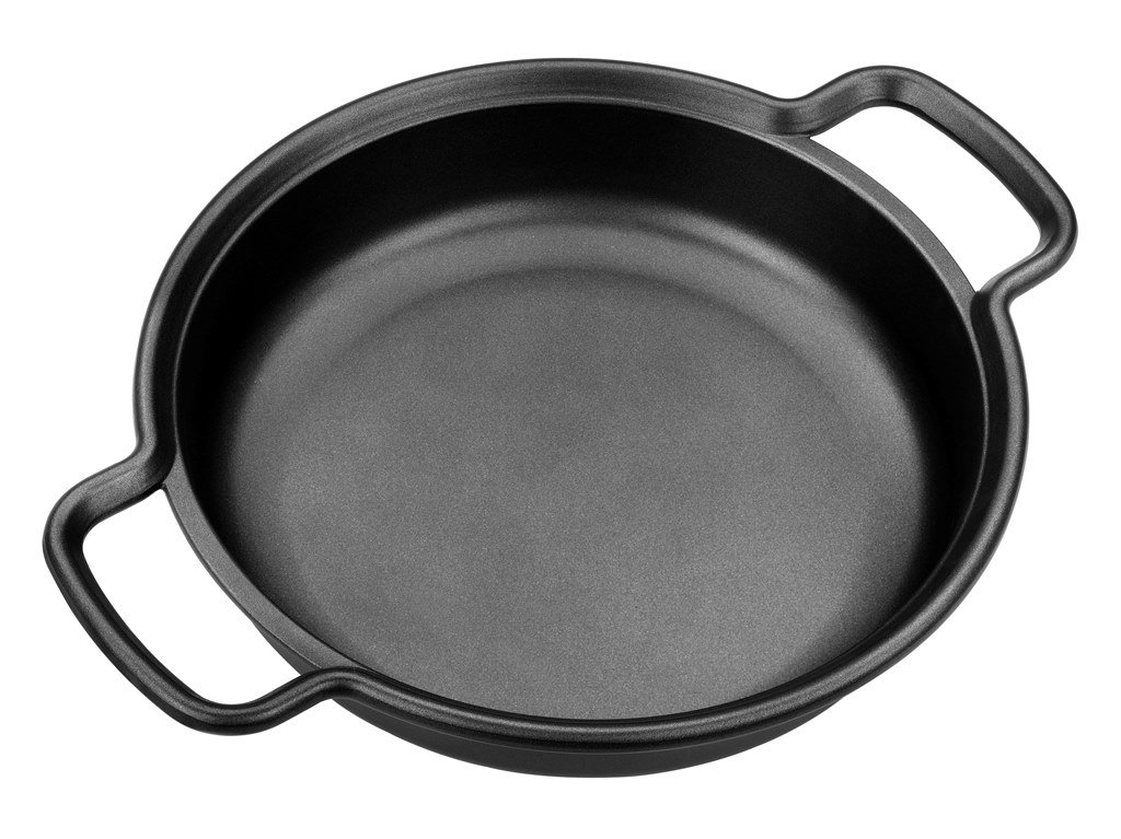 MONIX Solid+ | Cacerola Baja, Tapa de Cristal y Asas de Silicona, 5 litros, Aluminio, negro y azul, 32 cm