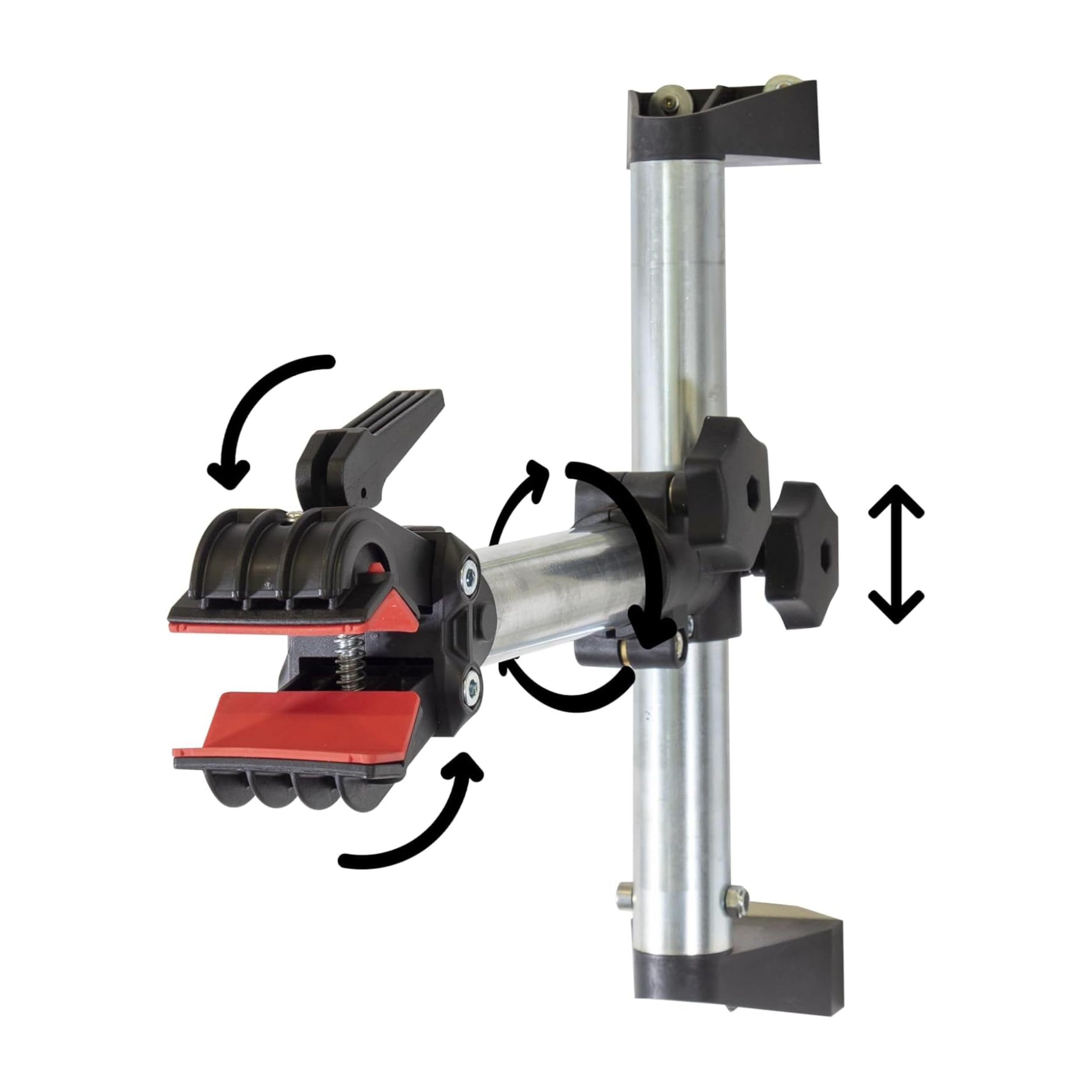 Andrys Cavalletto Manutenzione Bici da Parete - Supporto Bici da Muro con Regolazione Verticale e Rotazione a 360 Gradi - Portata Massima 18kg - Alluminio e Plastica Resistente con Viti Incluse