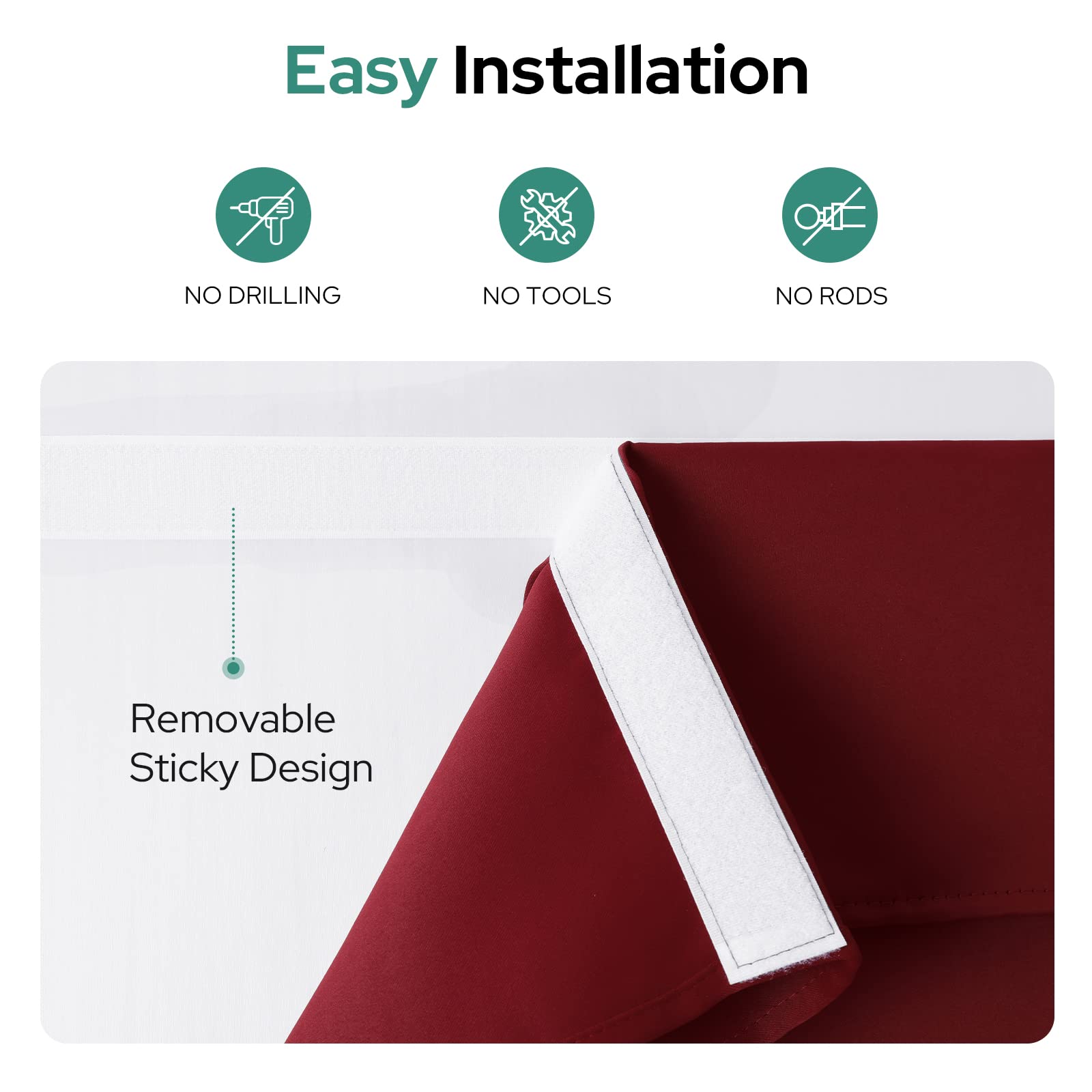HOMEIDEAS Burgundy French Blackout Door Curtains - Image 2