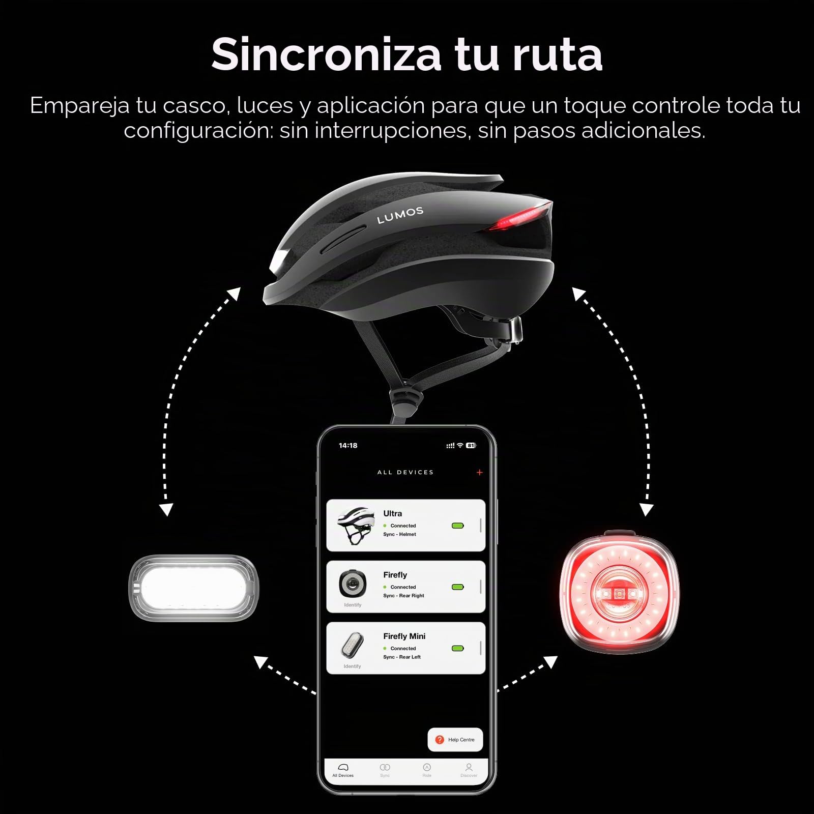 Lumos Casco Ultra Smart | Casco de Bicicleta | Luz Delantera y Trasera (LED) | Intermitente | Luces de Freno | Conexión Bluetooth | Adultos: Hombre, Mujer