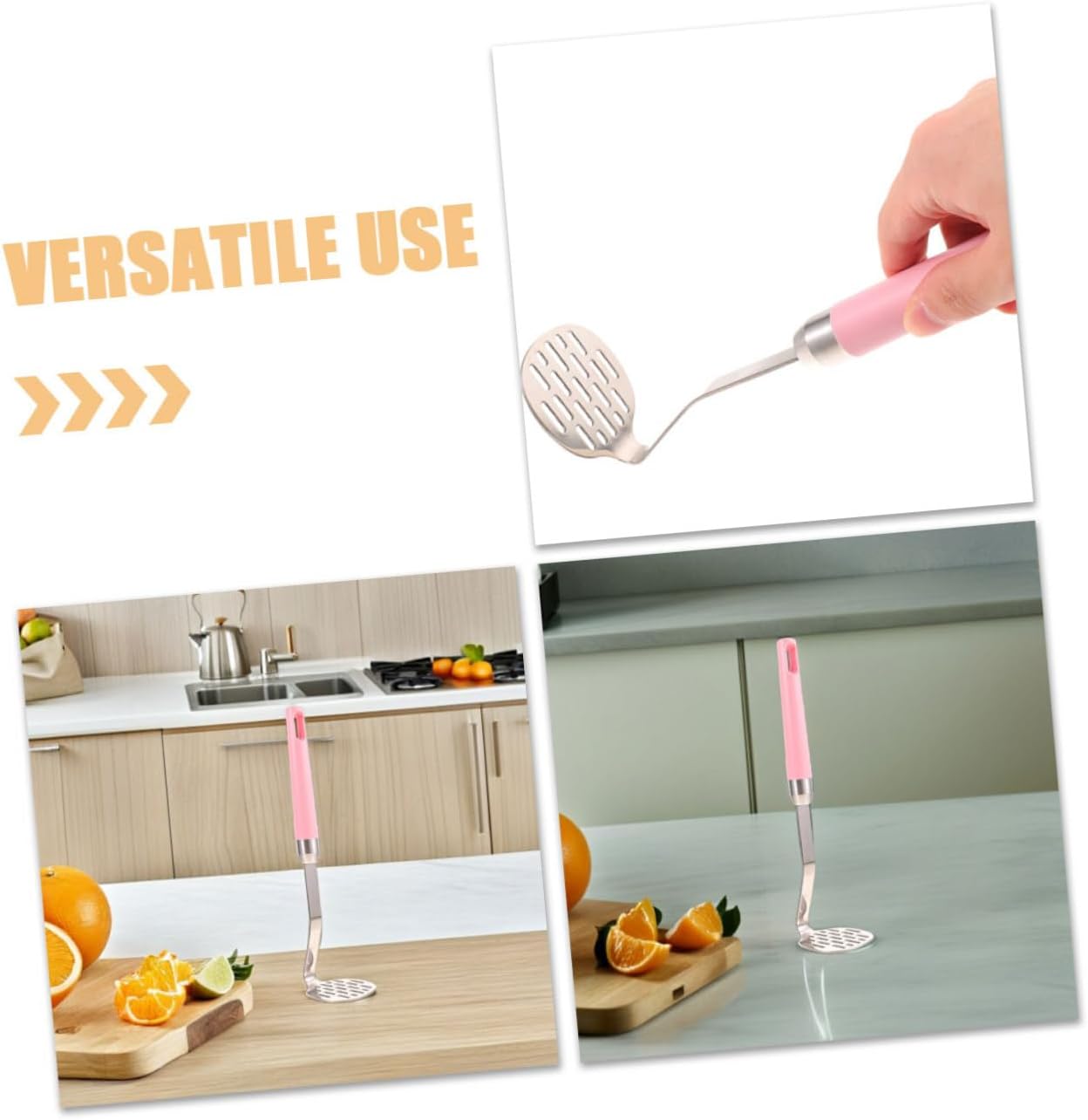 2pcs Potato Masher Manual Press Stainless Steel for Potatoes Vegetables and Fruits Reusable Kitchen Tool