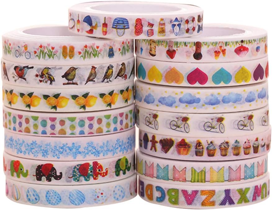 Cabilock 15pcs装飾的な和紙のマスキングテープセットdiyのマスキングテープコレクションdiy Cabilock 15pcs装飾的な和紙のマスキングテープセットdiyのマスキングテープコレクションdiy