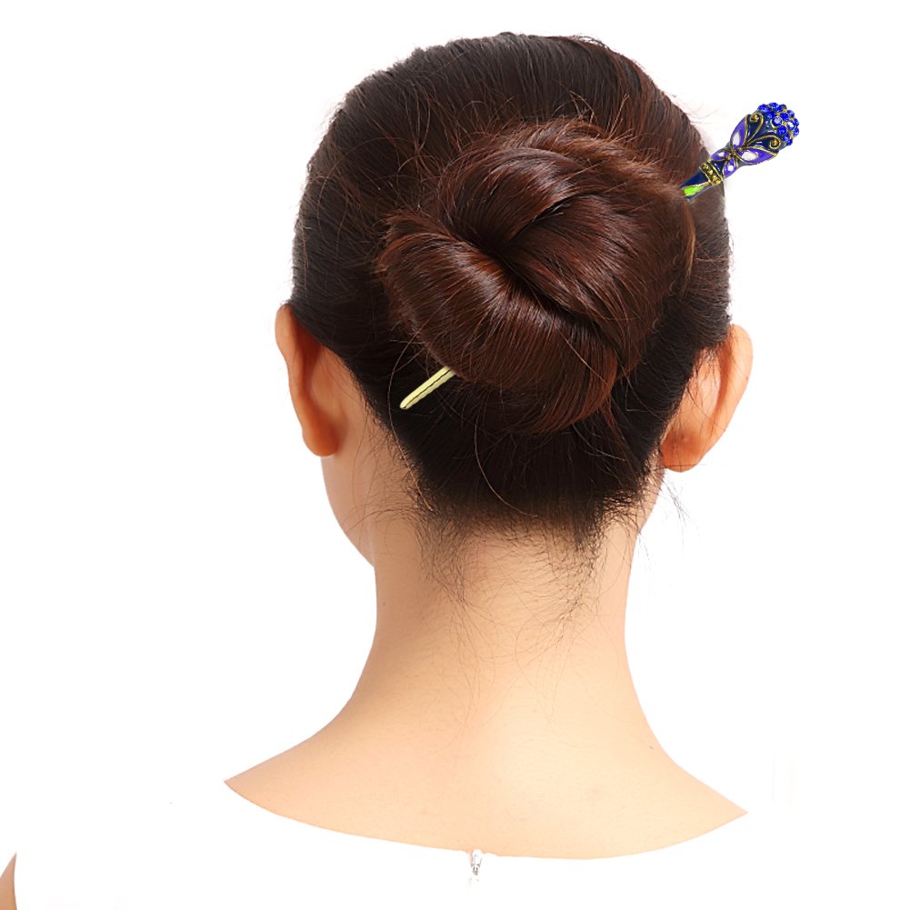 Fashion & Lifestyle 2 Count Hair Decor Chinese Traditional Style Hair Sticks Shawl Pins Picks Pics Forks for Women Girls Hair Updo Making Accessory 6 with Butterfly, Blue by Fashion & Lifestyle