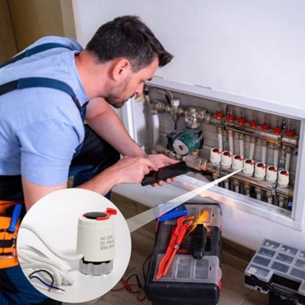 Actuador de calefacción de piso normalmente cerrado 230V M30x1.5 para el colector de calefacción por suelo radiante, VA80 Válvula motorizada con cierre automático en apagado, instale el control
