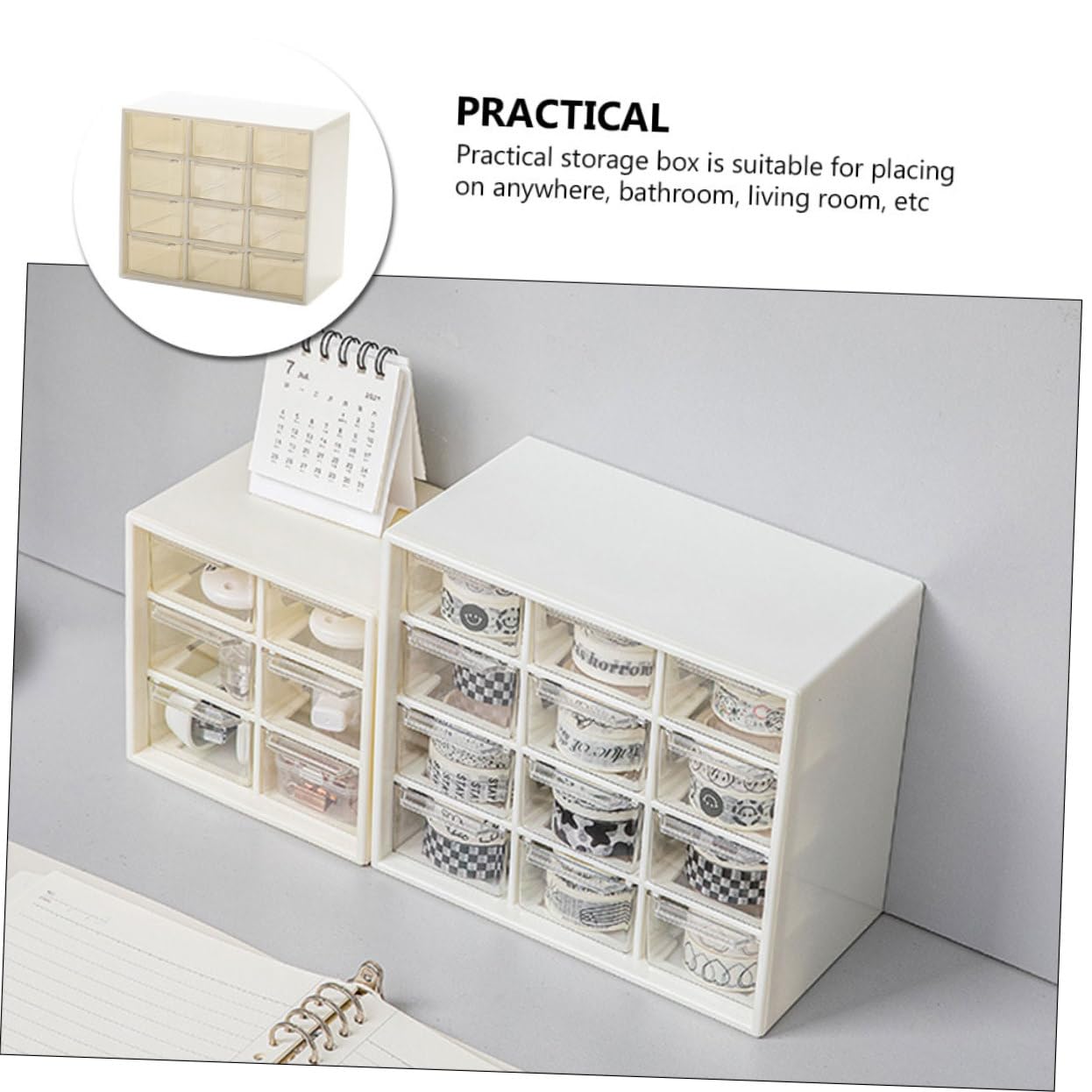 HOMSFOU Organizer per Scrivania Contenitore Portaoggetti in Plastica Organizer per Cosmetici e Cancelleria