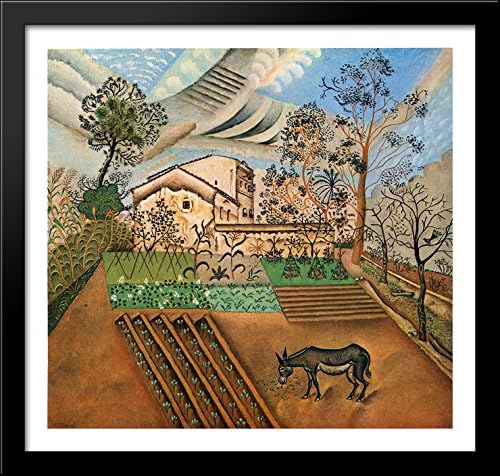 The Vegetable Garden with Donkey 30x28 Large Black Wood Framed Print Art by Joan Miro