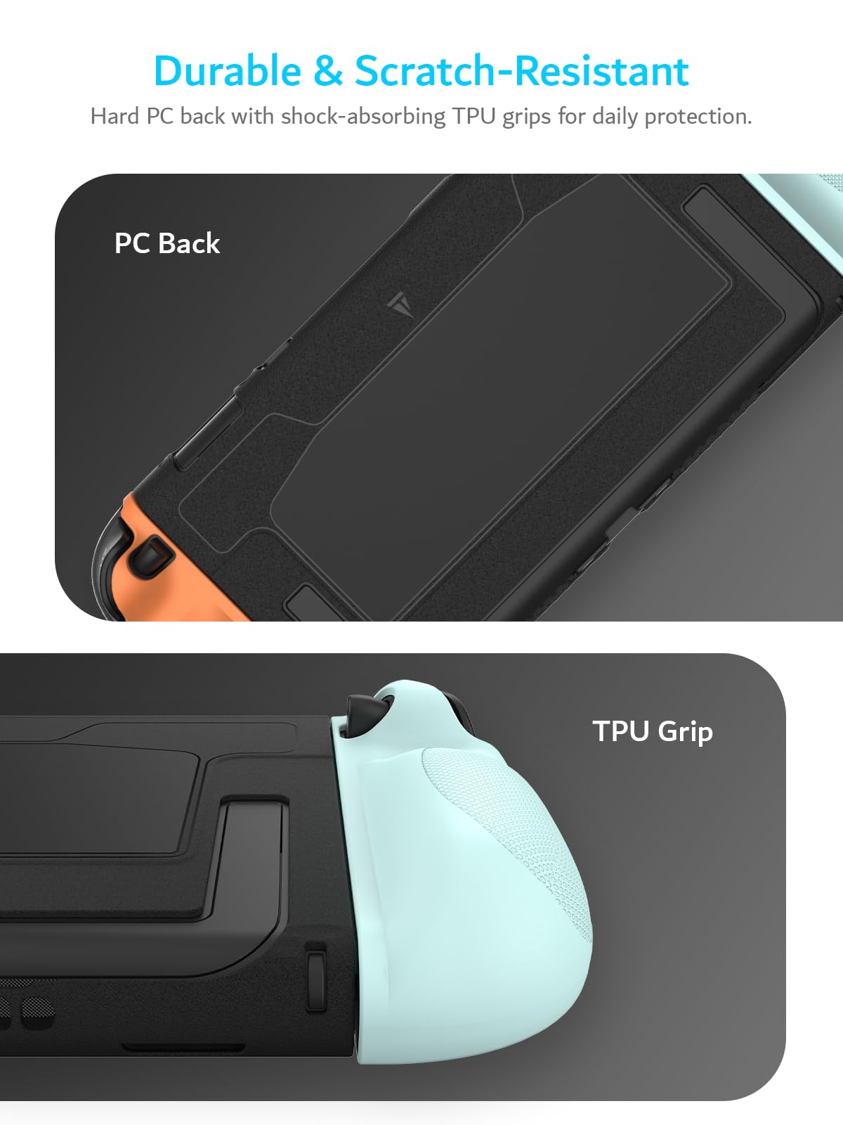 TUDIA Custodia a Scatto Compatibile con Nintendo Switch 2 (2025) [Accesso al Supporto] Cover Sottile e Antigraffio per Impugnatura Ergonomica in TPU Antiurto (Rosso/Blu, Retro Nero)