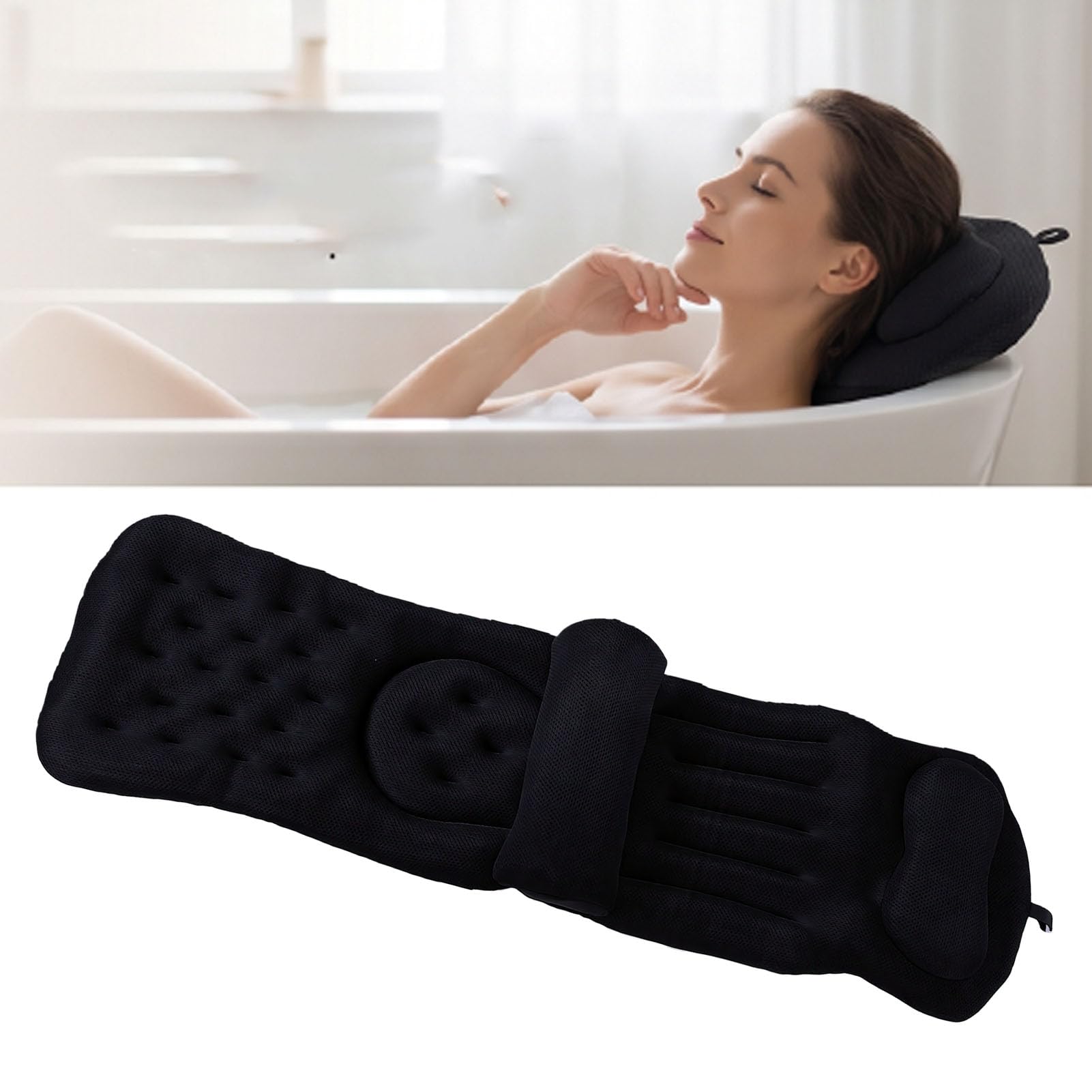 Luocute Poduszka do Wanny na Całe Ciało, Oddychające Powietrze 5D z Podparciem Lędźwiowym (BLACK)