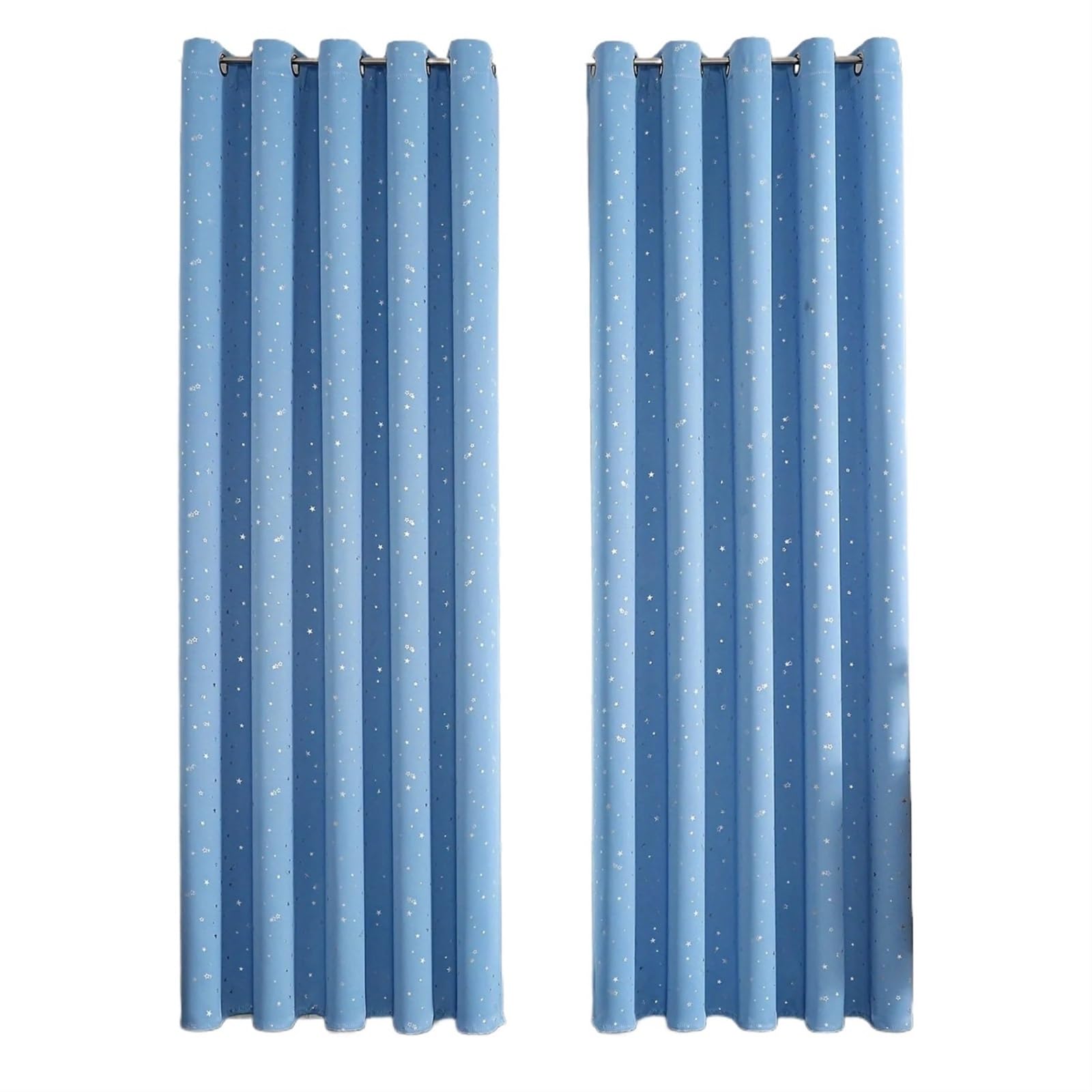 EnxJire Blackout Curtains Blackout Curtains with Stars Grommet Top for Bedroom Living Room Window Drapes(Blue-2Panels,150X200cm)