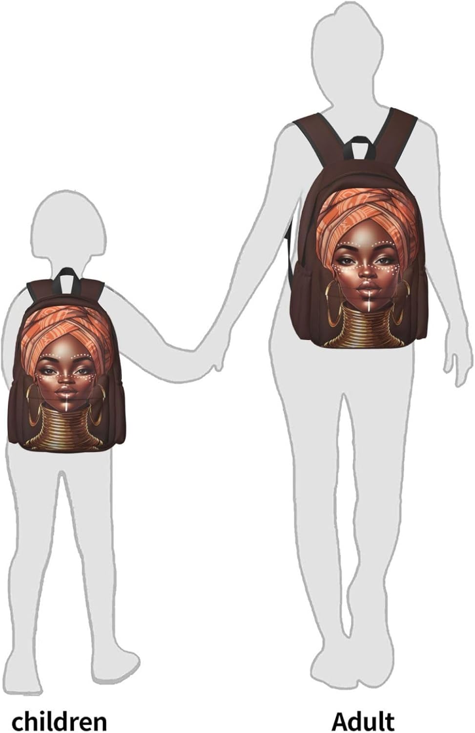 KiuLoam 17 Inch Backpack Elegant African Women Laptop Backpack Shoulder Bag School Bookbag Casual Daypack