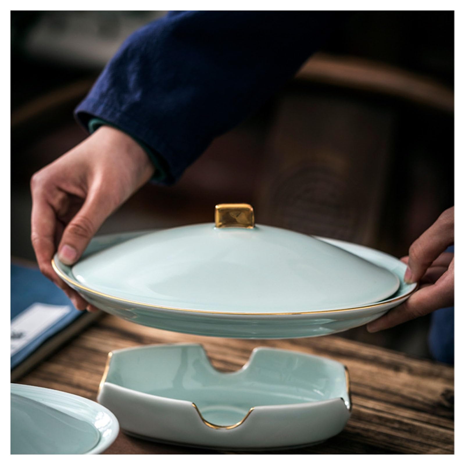 Scaldavivande da buffet, scaldavivande rotondo in ceramica con coperchi, ideale per matrimoni, ristoranti e buffet, vassoio per alimenti per catering, eventi