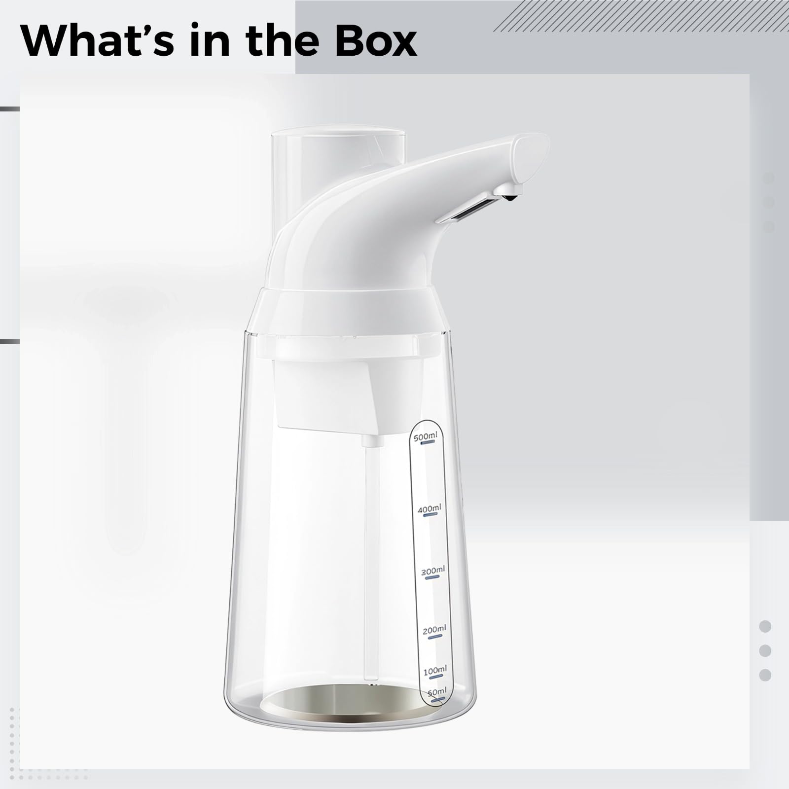 Dispensador automático de jabón, capacidad de 700 ml, bomba de sensor sin contacto con 4 niveles ajustables, funciona con pilas para cocina y baño