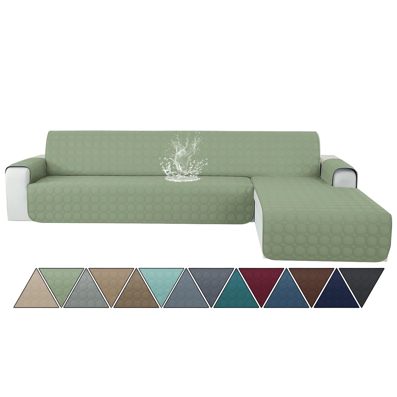 Ystyle Copridivano Impermeabile con Penisola 2 Posti (L 210 CM), Copridivano Angolare Destra/Sinistra Universale Reversibile, Copridivano Chaise longue Antigraffio Antimacchia, Verde Menta