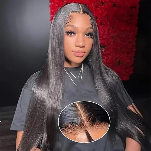 4x4 HD Straight Human Hair Glueless Wig For Women Ready To Go For Beginner Wear And Go Glueless Wigs Human Hair Easy to wear 150% Density No Glue Straight Wig Natural Color 16 Inch