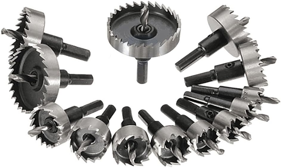 NUZAMAS Set of 13 Hole Saw Set Metal Core Drill Bits 16-53mm Tungsten Steel Cutter Tool Kits for Stainless Steel Iron Plate Copper Wood