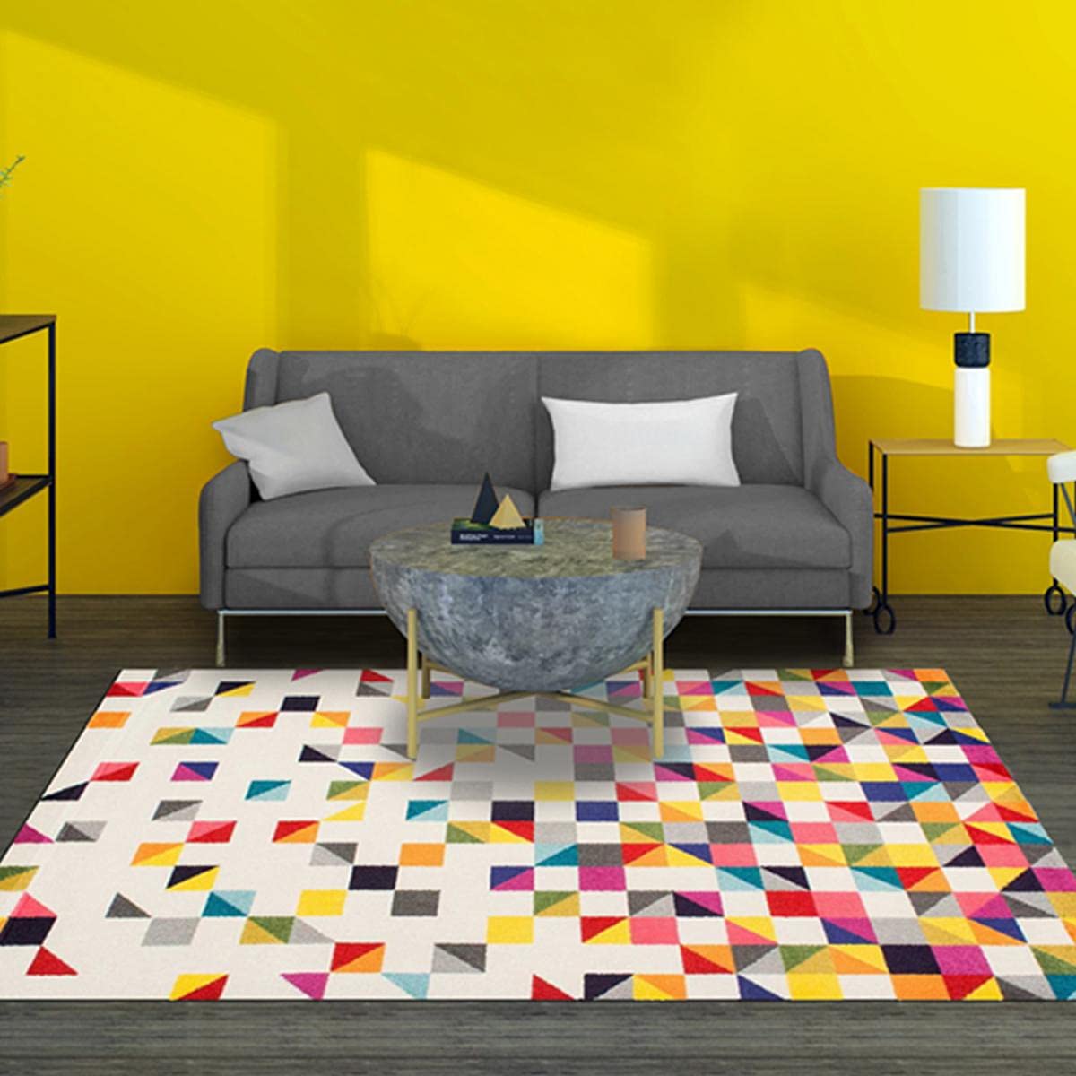 UN AMOUR DE TAPIS - tapis chambre detru boutik noir, blanc, rose, bleu, gris, jaune, orange, violet, rouge, vert, gris - 120 x 170 cm - tapis moderne 4139