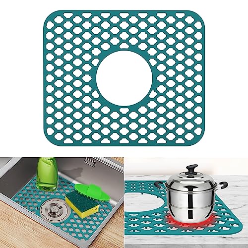 Protector Fregadero Cocina, Alfombrilla Silicona Fregadero 34x29cm, Protector Plegable para Fregadero, Resistente al Calor y Antideslizante Protector Fregadero