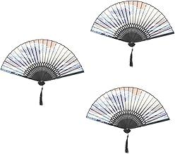 BESTOYARD 3 Peças Leques De Mão Dobráveis Leque Floral Dobrável Leque De Mão De Tecido Leque Dobrável De Renda Leques De Mão Japoneses Leque De Mão Japonês Leques De Mão Chineses Leques