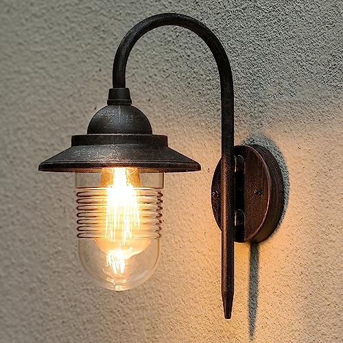 LUTEC Lampade da parete per esterni, lanterna classica da parete per esterni per terrazza da giardino, recinzione, patio, impermeabile, diffusore trasparente durevole