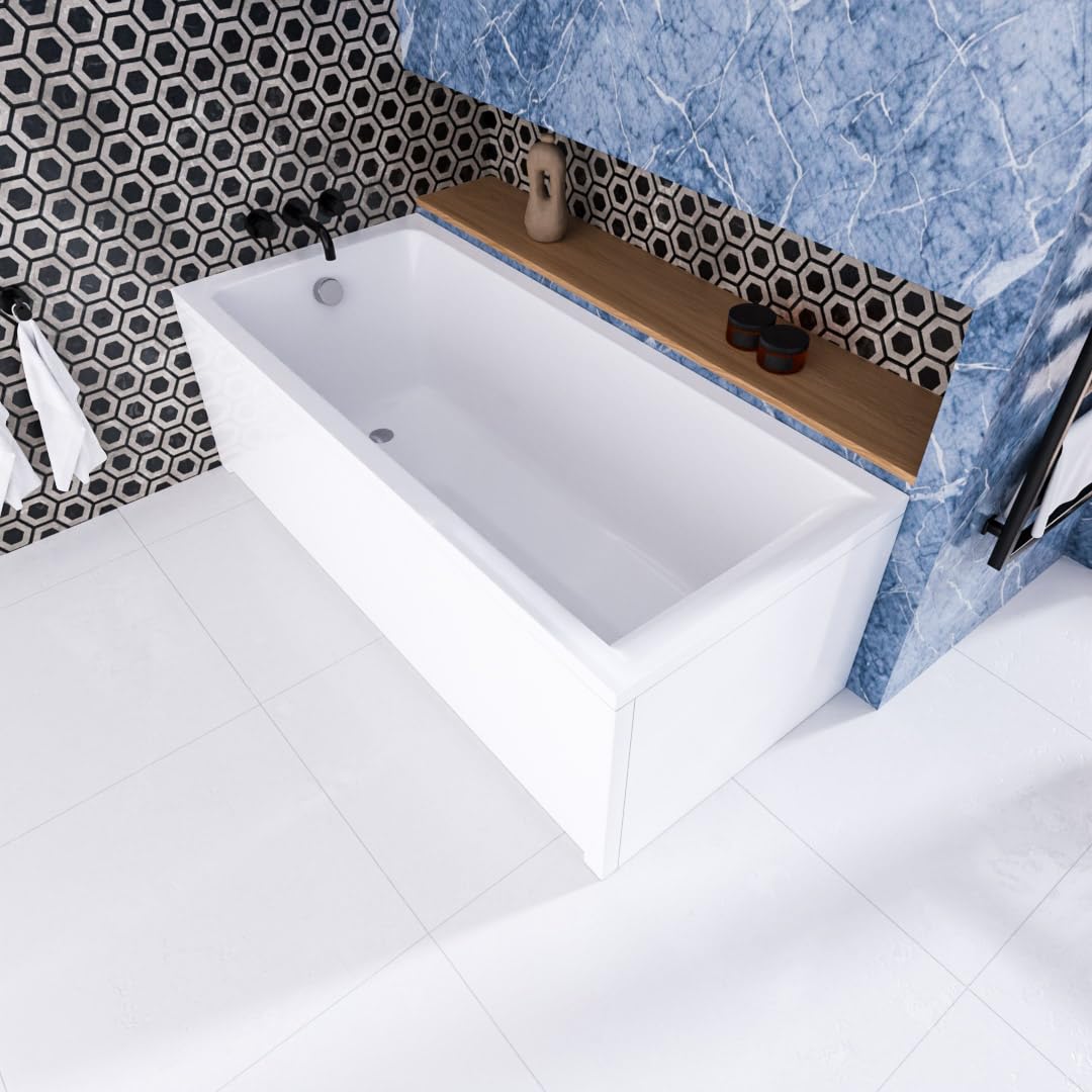 Wanna ECOLAM Savia 150x70 cm + obudowa | Nowoczesna wanna prostokątna, najwyższej jakości wanna akrylowa | Kompletny zestaw z odpływem, nóżki silikonowe | Design