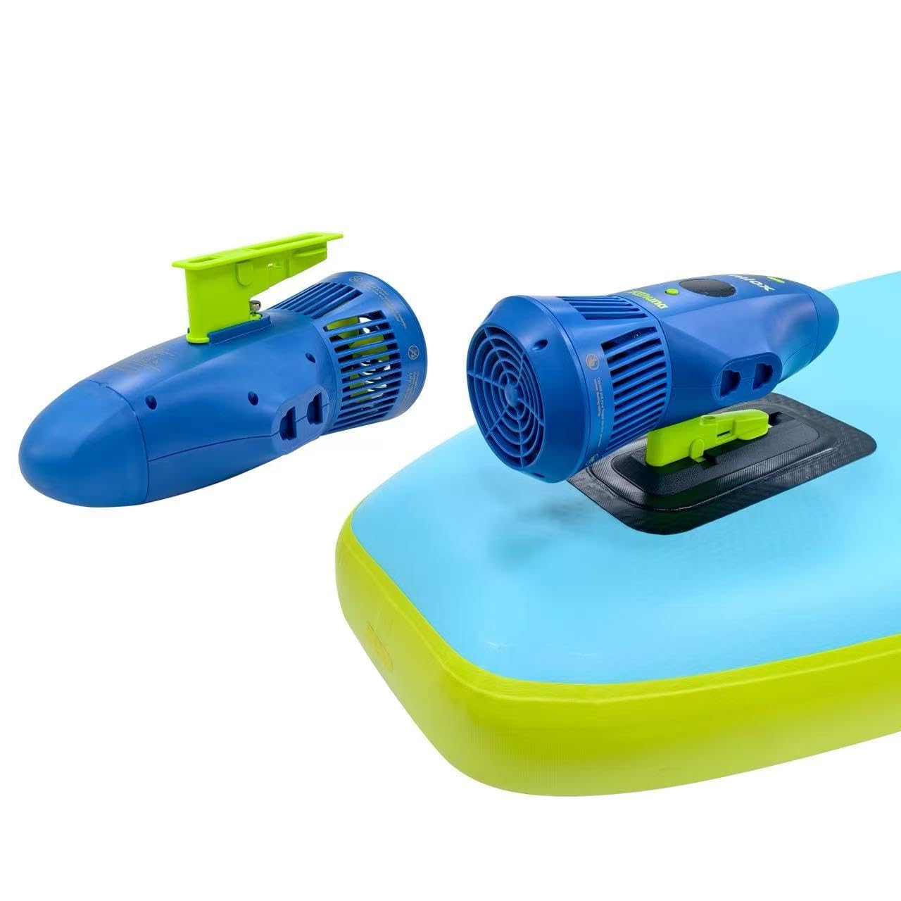 Nilox Set Tavola da Sup Gonfiabile con Scooter Acquatico Elettrico, Completo di Accessori con Zaino, Pagaia, Pompa, Leash, 1 Pinna, Velocità Fino a 5km/h, Tavola da 335x84x15cm