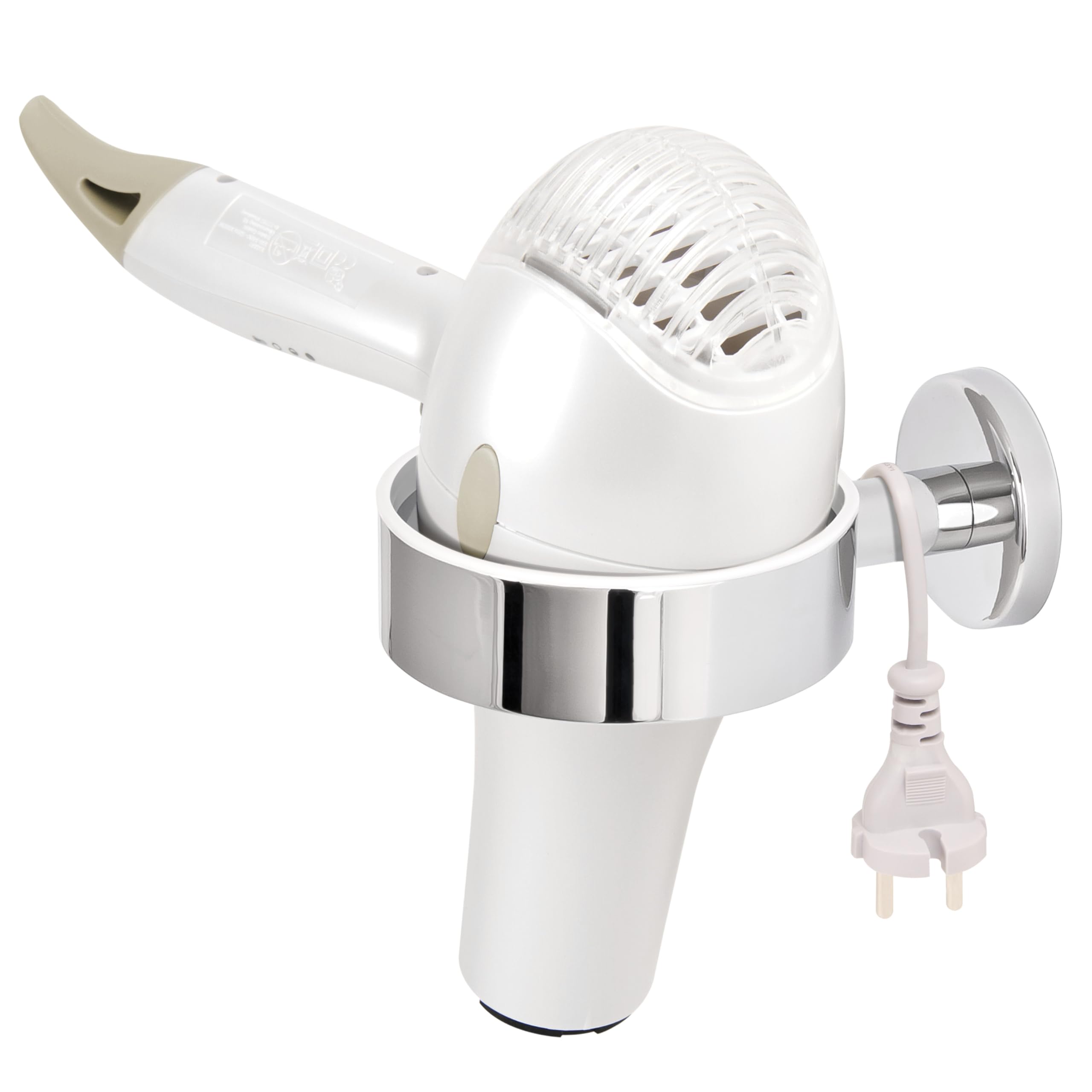 bremermann Bad-Serie LUCENTE - Haartrocknerhalter, F�nhalter, f�r kleine und gro�e F�hns geeignet, schafft Ordnung im Badezimmer, aus Edelstahl verchromt