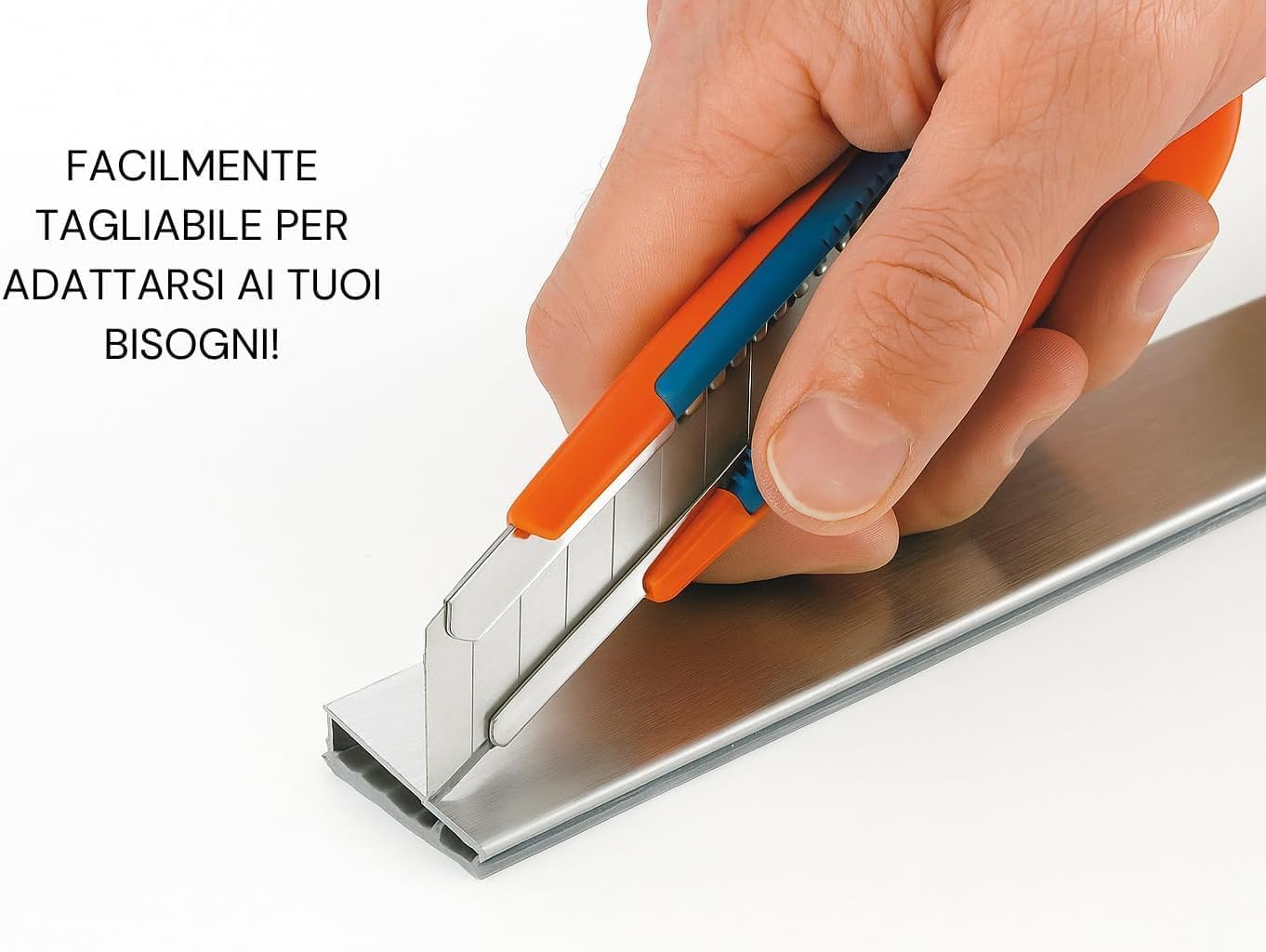 Alzatine per Cucina | Diversi Colori e Modelli | 1 Pezzo da 3 Metri | Complete di Accessori di Fissaggio | Protezione e Design per Il Tuo Top (Inox)