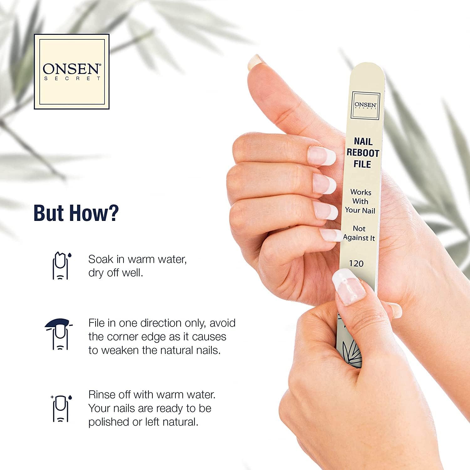 Onsen Japanese Nail Shape & Shine Kit | 3-Way Nail Buffer Block w/ 2 Extra Pads & 6-Pack Professional File 120/180 Grit for Natural and Acrylic Nails | Shape and Shine Series - Super Value Bundle