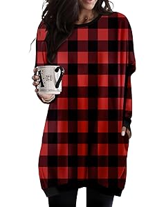 KISSMODA Women's Long Sleeve Tunic Tops Fall for Leggings Casual Long Tunics with Pockets T Shirts Loose S-3XL