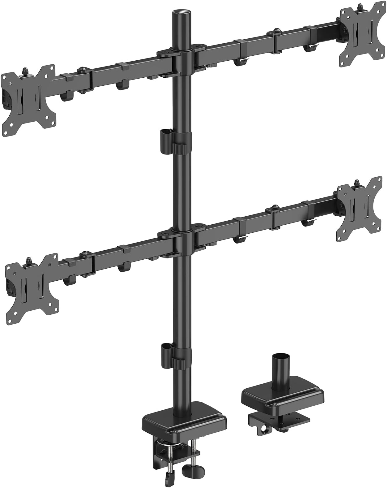 MOUNTUP Quad Monitor Stand, 4 Monitors Desk Mount for 17 to 32 inch Computer Screens, Fully Adjustable Stacked Mount with Tilt Swivel, 4 Heavy Duty Monitor Mount, Holds up to 17.6lbs per Arm