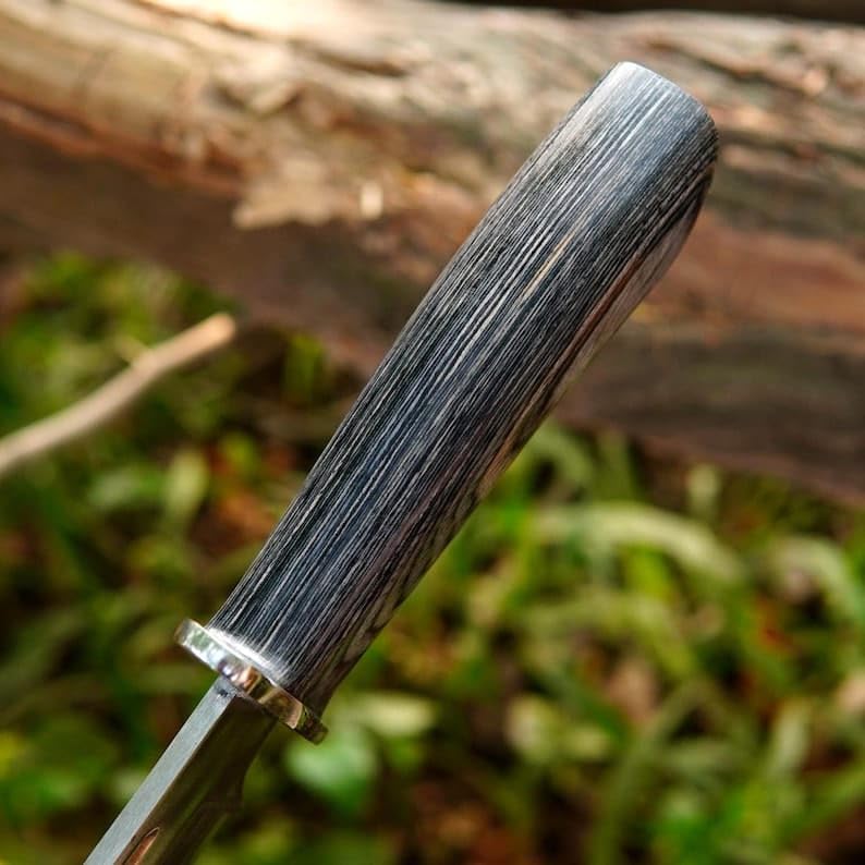 Custom Bowie Hunting Knife with Leather Sheath, Fixed Blade Design, Wood Handle, Personalized Outdoor Adventures