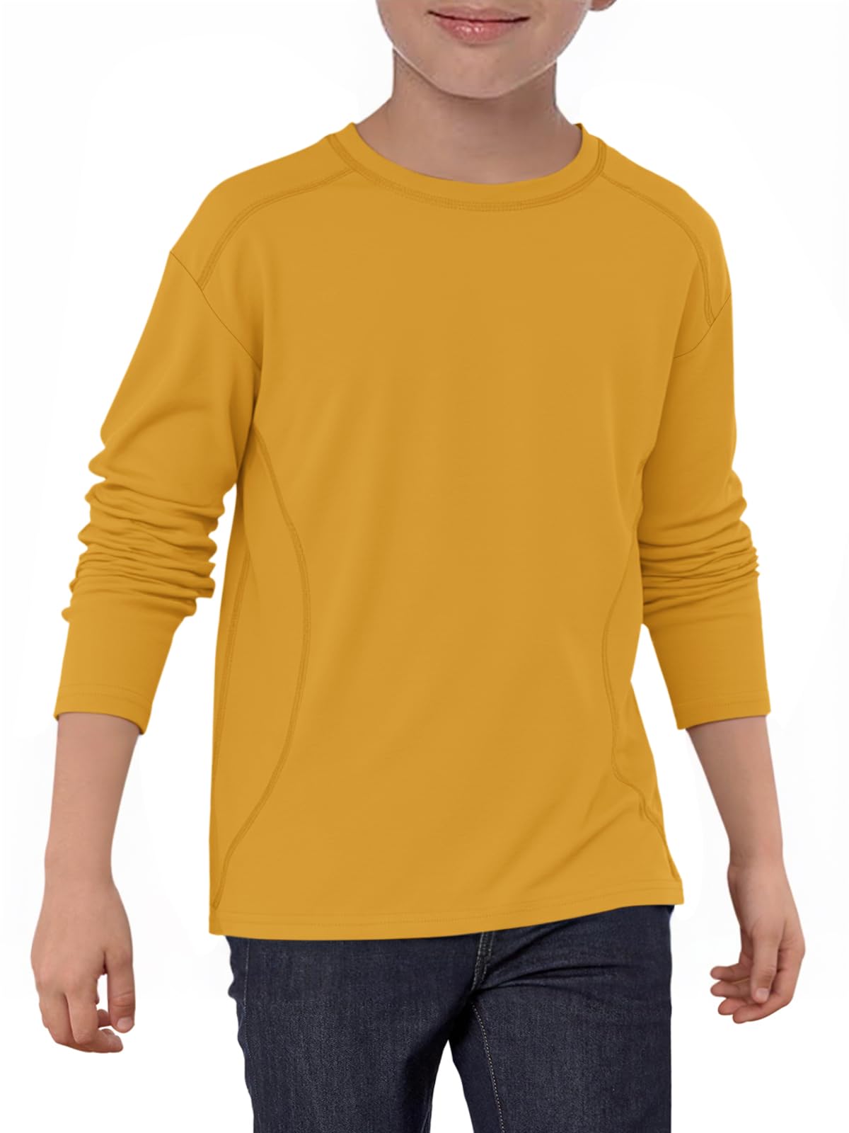 Haloumoning Boys Long Sleeve Shirts Kids Crewneck Oversized Casual Tees Fall Fashion Shirt Tops 5-14 Years