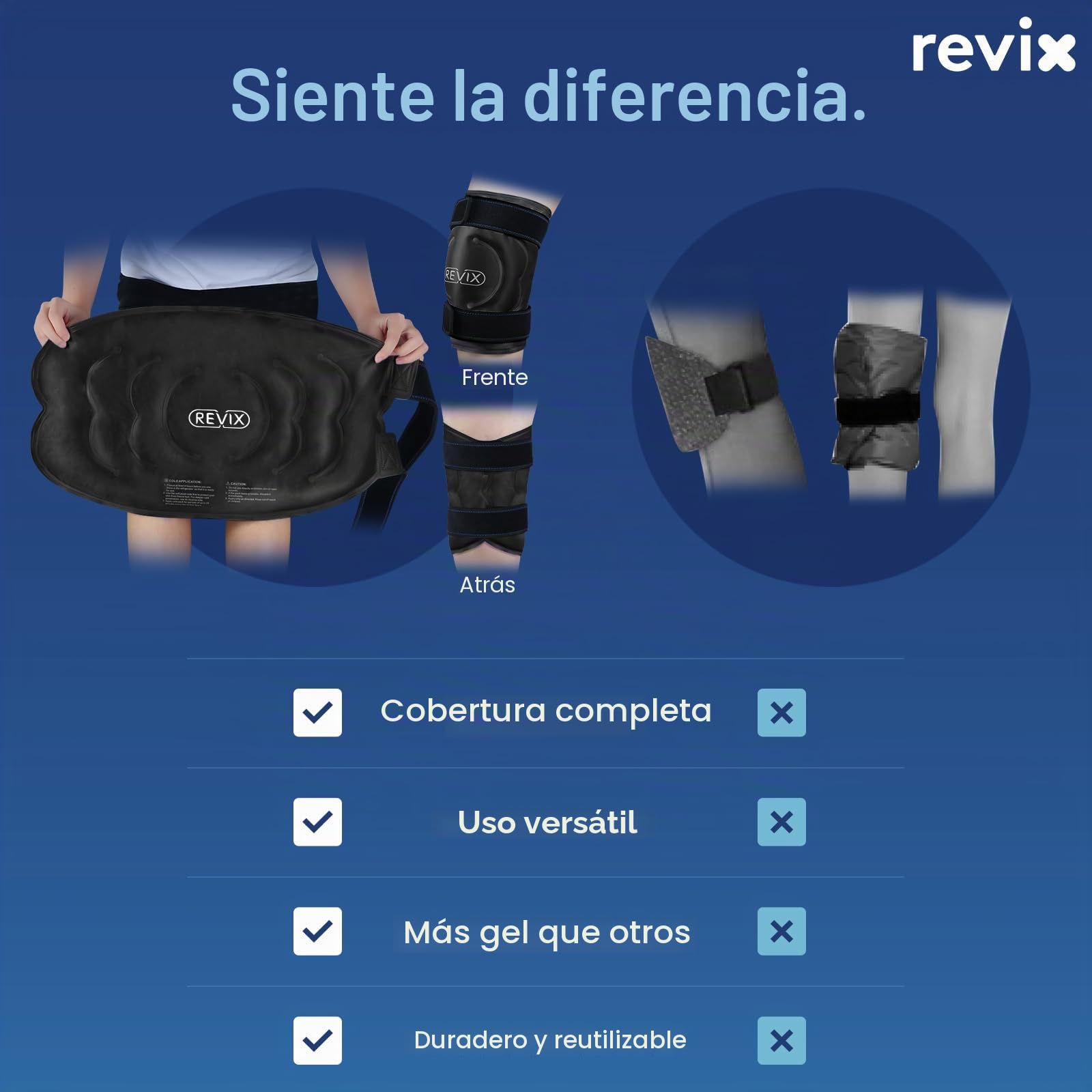 REVIX Paquete de hielo XXXL de 20 pulgadas para rodillas reutilizable, envoltura de rodilla de hielo con compresión fría para artritis, desgarro de menisco y ACL