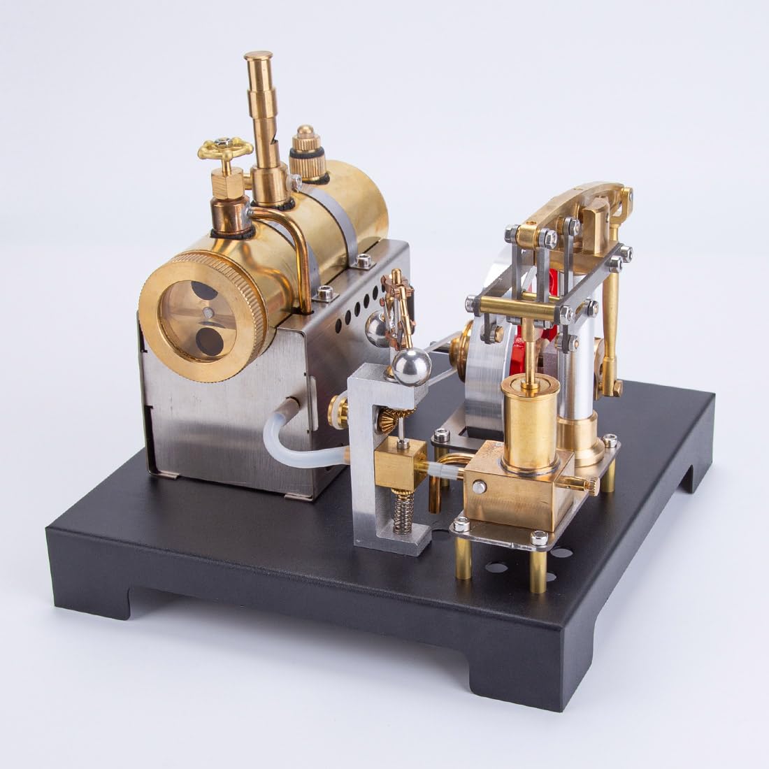 YUTT Modèle de machine à vapeur, SE-01 Modèle de machine à vapeur à poutre fixe entièrement métallique et kit de chaudière horizontale (85 pièces)