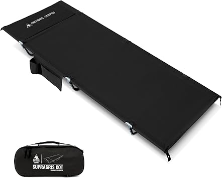 ONETIGRIS SUPRAGRIS Camping Cot, Support Up to 400lbs, Lightweight Comfortable Folding Bed for Camping, Hiking, Backpacking, Travel, Car Trips, Office Nap (Black)