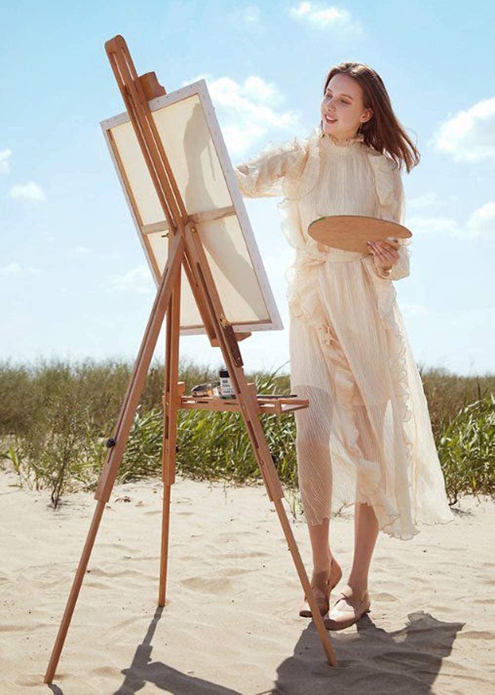 práctico Trípode Campo de pintura de caballos - Universal trípode caballete Pintura portátil ajustable Pintura de caballete Soporte de beech Wood Artist Easel, para pintores, estudiantes y artistas de