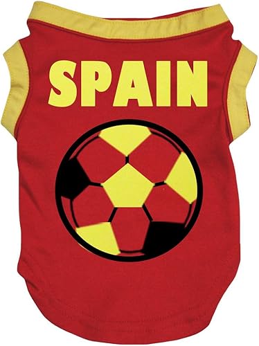 Miniatura 2 de Petitebella Camiseta de fútbol de España para perro cachorro (bandera blanca, talla M)