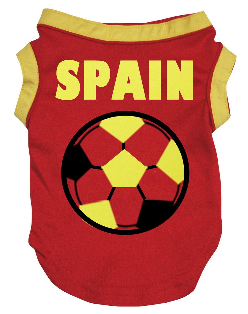Petitebelle España - Camiseta de fútbol para perro (rojo, pequeño)