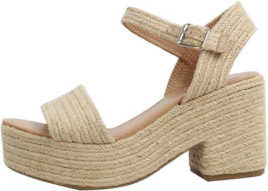 Soda Women's Castle Jute Open Toe Ankle Strap Platform Wedge - Image 2