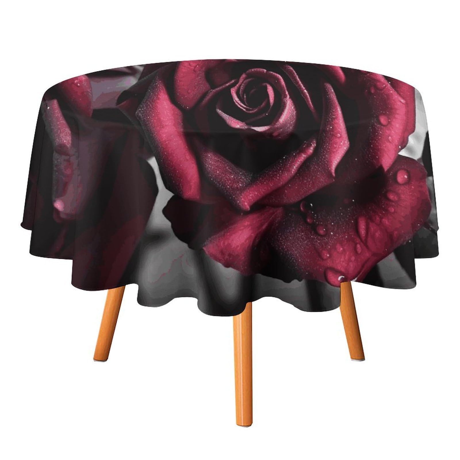 Fekiloot Style Gothic Roses Round Tablecloth - Heavy Duty And Washable,Polyester Decorative Fabric Table Cover,Tablecloths For Kitchen Dining, Wedding, Birthday Party50x50in