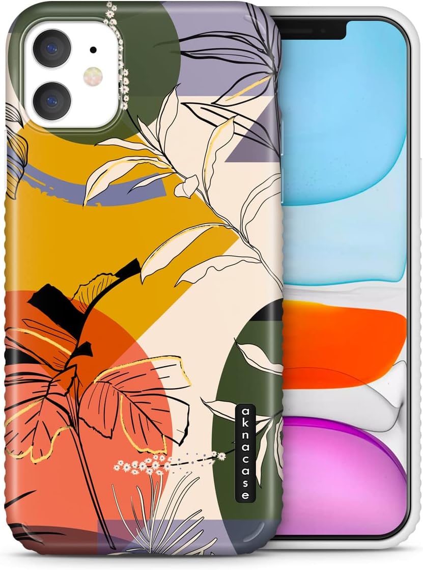 AknaCase iPhone 11 Case Tropical Leaves, GripTight Serious Silicone Cute Cover for Women (Graphic 102322-US)
