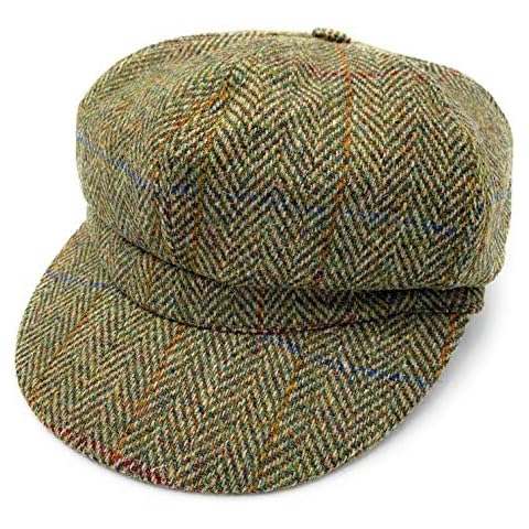 Women's Green Herringbone Harris Tweed Cap Cover