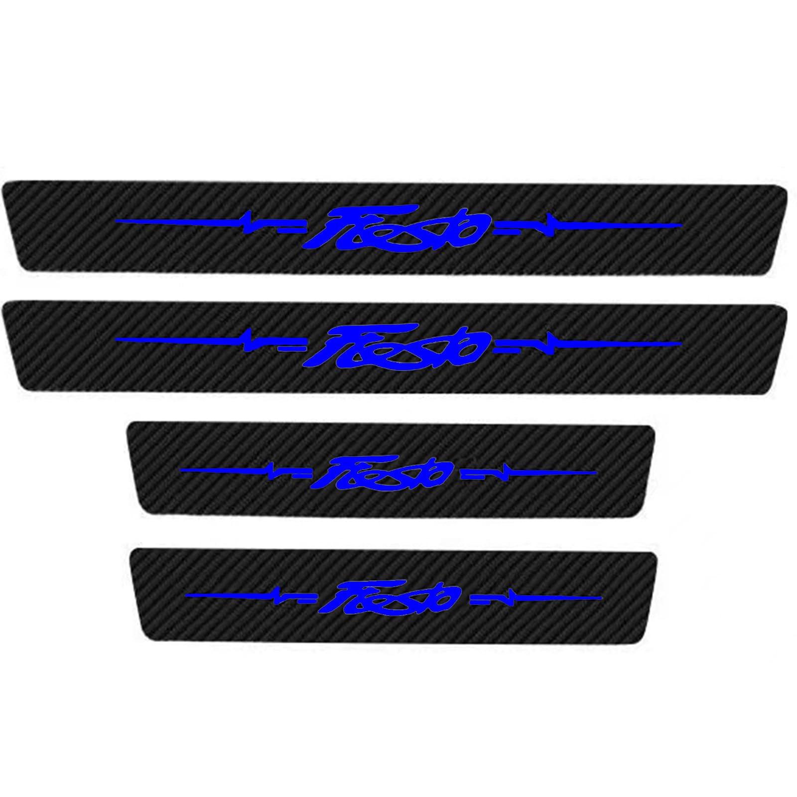 Klhywen Blue 4Pcs Car Carbon Fiber Door Sill Kick Plates, For Fo-Rd Fiesta, Outer Door Sill Welcome Pedal Scuff Guard Threshold Plate Sticker Trim Protection Accessories,