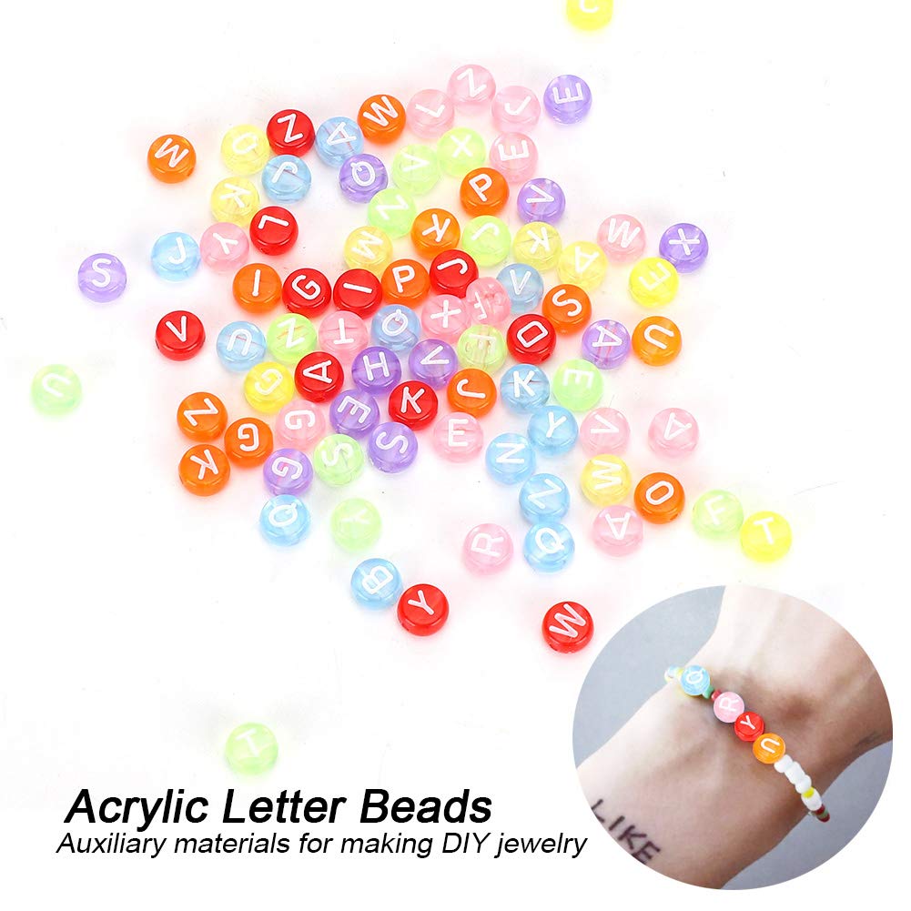 1000PCS Colorful Letter Beads Acrylic Round Acrylic Alphabet Letter Beads A to Z for Jewelry Making Bracelets Necklaces Key Chains