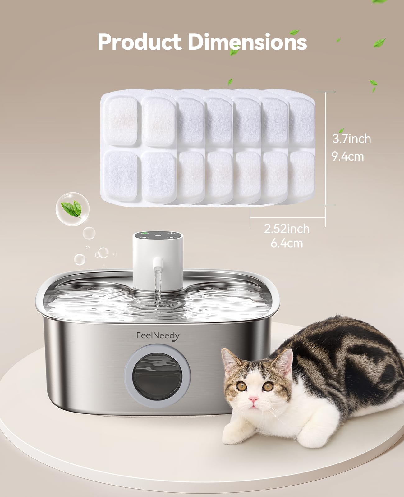 6 Pacchetti di Filtri per Fontana d'Acqua per Gatti e 6 Pacchetti di Spugne di Ricambio, Filtro per FEELNEEDY 8L Fontanella per Gatti senza Fili FN-W18