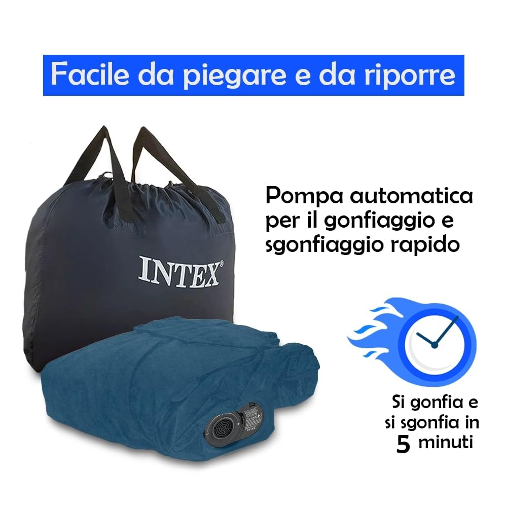 SILKY BED Materasso Gonfiabile Matrimoniale 229x152x46 cm – ORIGINALE VISTO IN TV Autogonfiante con Pompa Elettrica Integrata, Comfort Ergonomico, Testiera Alta 33 cm e Borsa da Trasporto