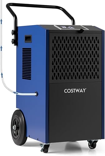 COSTWAY Deshumidificador comercial de 154 pintas con bomba, deshumidificador grande industrial portátil de alta resistencia con mangueras de drenaje