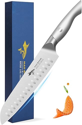 Santoku Cuchillo de chef de 8 pulgadas, alternativa para preparación de alimentos multiusos, bien equilibrado y afilado, mango ergonómico y caja de